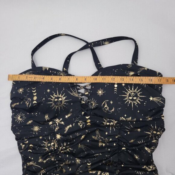 TORRID Womens Swimsuit Wireless Lattice One Piece BLACK Celestial Star Sz 2 Plus - Picture 11 of 16